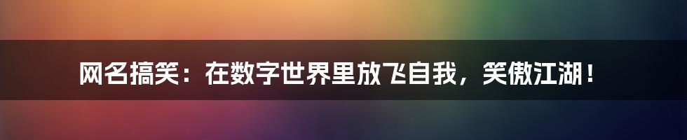 网名搞笑：在数字世界里放飞自我，笑傲江湖！