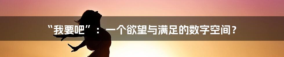 “我要吧”：一个欲望与满足的数字空间？