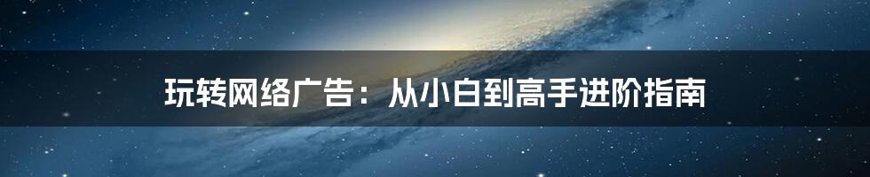 玩转网络广告：从小白到高手进阶指南