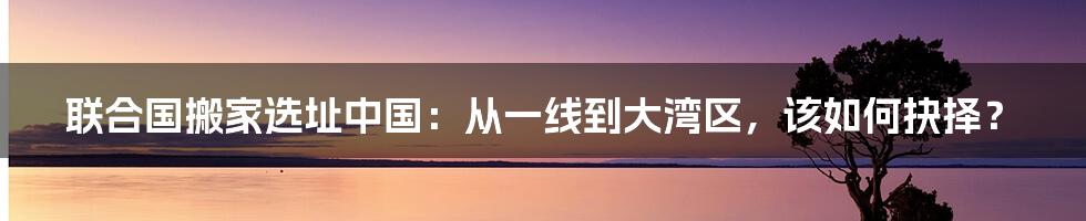 联合国搬家选址中国：从一线到大湾区，该如何抉择？