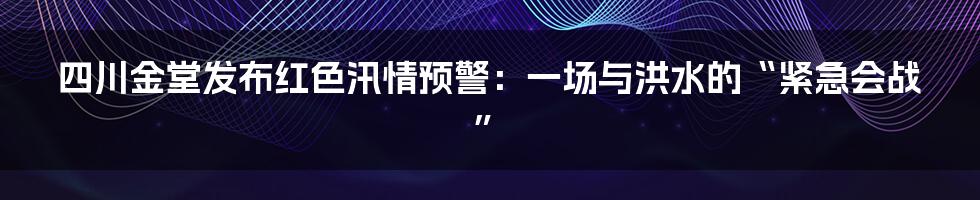 四川金堂发布红色汛情预警：一场与洪水的“紧急会战”