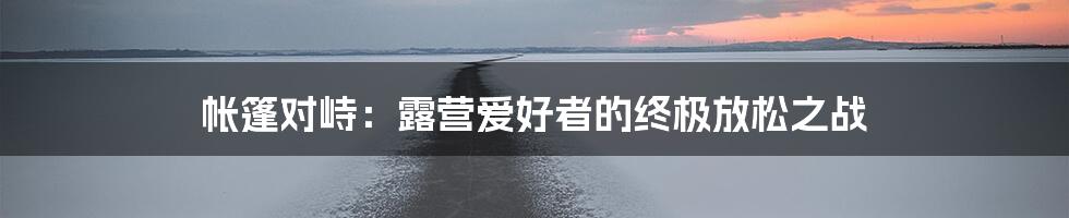 帐篷对峙：露营爱好者的终极放松之战