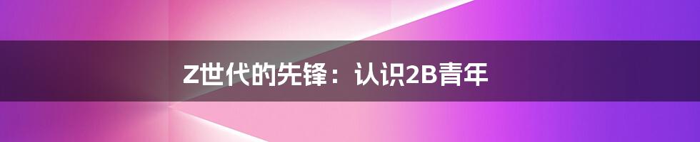 Z世代的先锋：认识2B青年