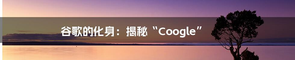 谷歌的化身：揭秘“Coogle”