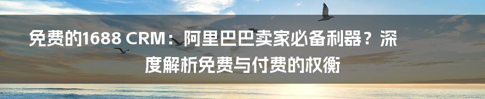 免费的1688 CRM：阿里巴巴卖家必备利器？深度解析免费与付费的权衡