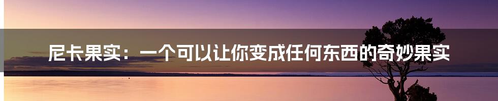 尼卡果实：一个可以让你变成任何东西的奇妙果实