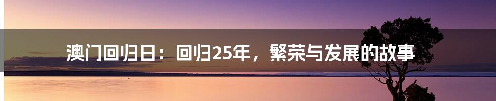 澳门回归日：回归25年，繁荣与发展的故事