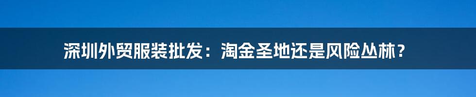 深圳外贸服装批发：淘金圣地还是风险丛林？