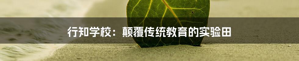 行知学校：颠覆传统教育的实验田