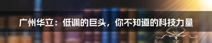 广州华立：低调的巨头，你不知道的科技力量