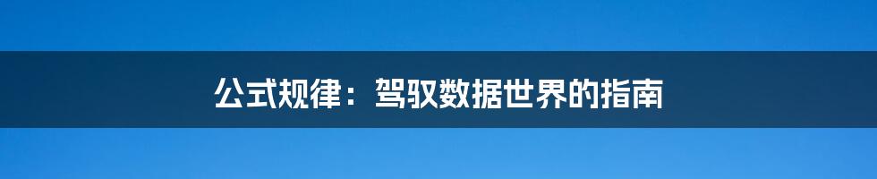 公式规律：驾驭数据世界的指南