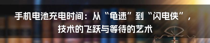 手机电池充电时间：从“龟速”到“闪电侠”，技术的飞跃与等待的艺术