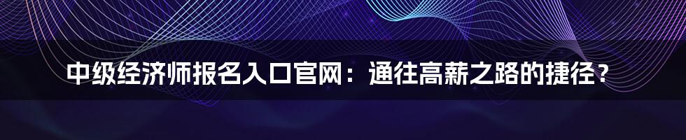 中级经济师报名入口官网：通往高薪之路的捷径？