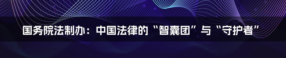 国务院法制办：中国法律的“智囊团”与“守护者”