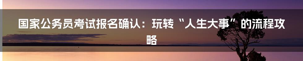 国家公务员考试报名确认：玩转“人生大事”的流程攻略