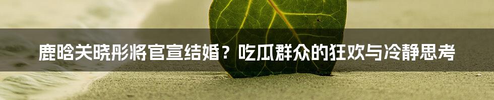 鹿晗关晓彤将官宣结婚？吃瓜群众的狂欢与冷静思考