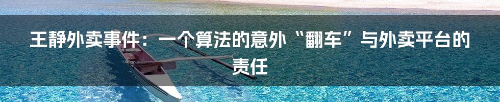 王静外卖事件：一个算法的意外“翻车”与外卖平台的责任