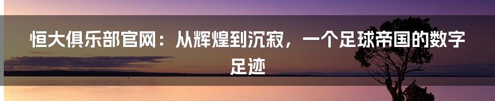 恒大俱乐部官网：从辉煌到沉寂，一个足球帝国的数字足迹