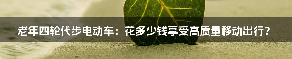 老年四轮代步电动车：花多少钱享受高质量移动出行？