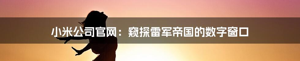 小米公司官网：窥探雷军帝国的数字窗口