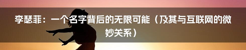 李瑟菲：一个名字背后的无限可能（及其与互联网的微妙关系）