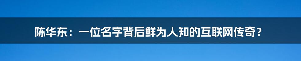 陈华东：一位名字背后鲜为人知的互联网传奇？