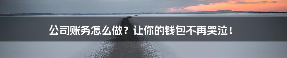 公司账务怎么做？让你的钱包不再哭泣！