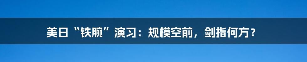 美日“铁腕”演习：规模空前，剑指何方？