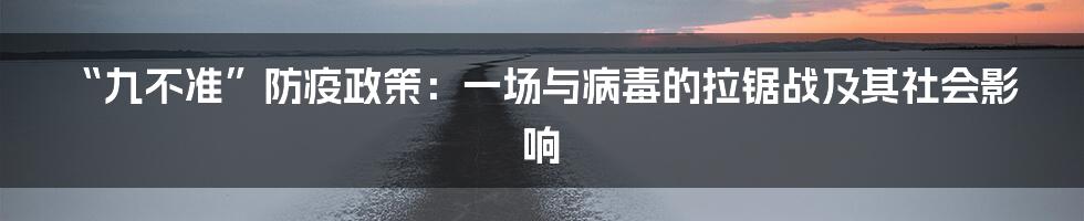 “九不准”防疫政策：一场与病毒的拉锯战及其社会影响