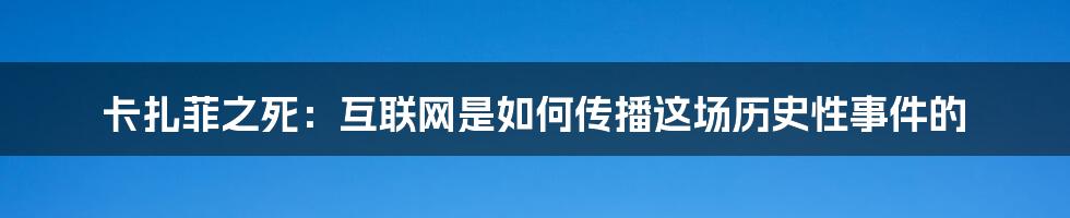 卡扎菲之死：互联网是如何传播这场历史性事件的