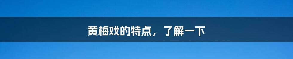 黄梅戏的特点，了解一下