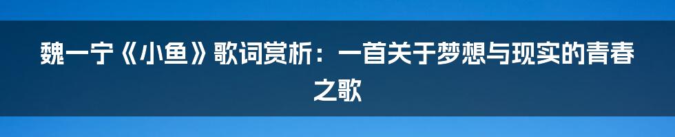 魏一宁《小鱼》歌词赏析：一首关于梦想与现实的青春之歌