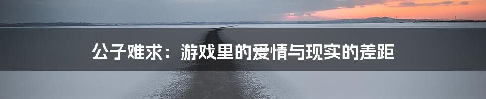 公子难求：游戏里的爱情与现实的差距