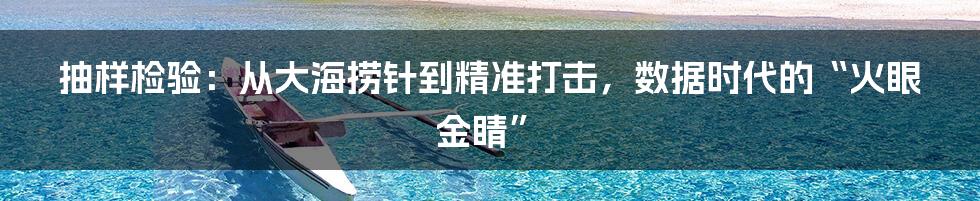 抽样检验：从大海捞针到精准打击，数据时代的“火眼金睛”