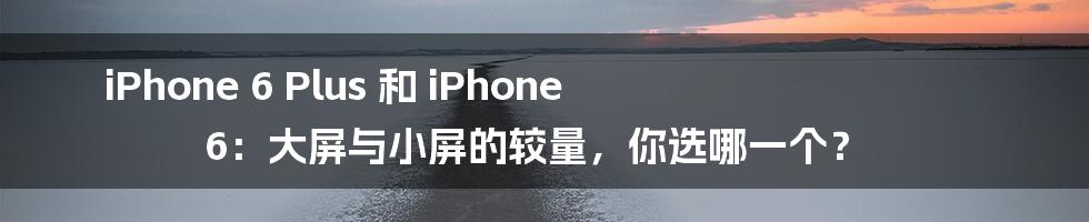 iPhone 6 Plus 和 iPhone 6：大屏与小屏的较量，你选哪一个？