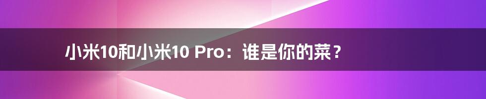 小米10和小米10 Pro：谁是你的菜？