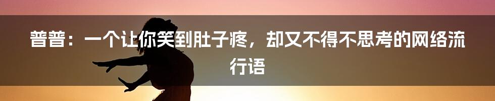 普普：一个让你笑到肚子疼，却又不得不思考的网络流行语