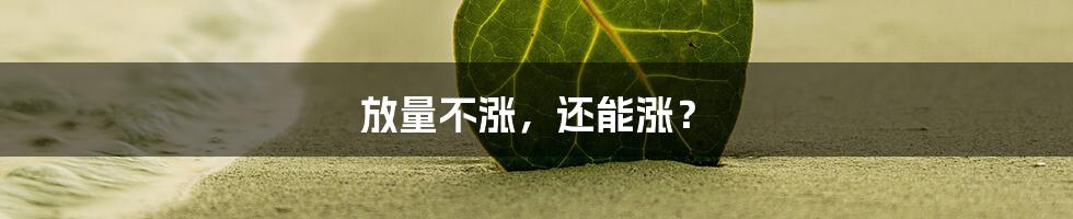 放量不涨，还能涨？