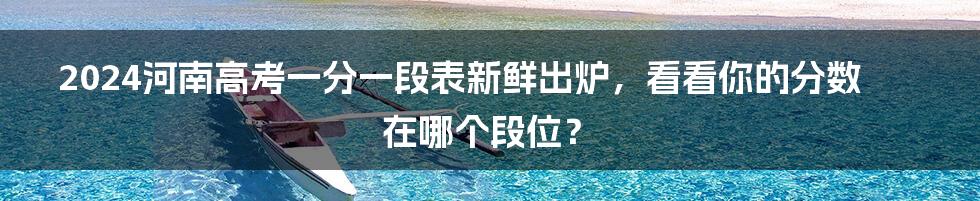 2024河南高考一分一段表新鲜出炉，看看你的分数在哪个段位？