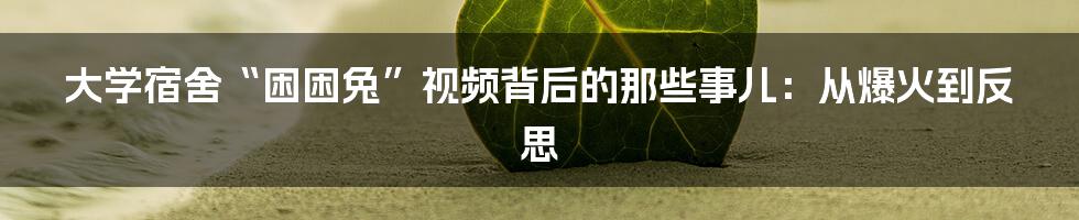 大学宿舍“困困兔”视频背后的那些事儿：从爆火到反思