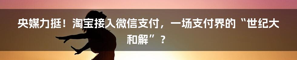 央媒力挺！淘宝接入微信支付，一场支付界的“世纪大和解”？