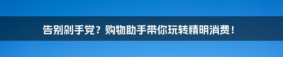 告别剁手党？购物助手带你玩转精明消费！