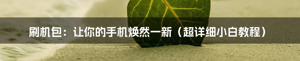 刷机包：让你的手机焕然一新（超详细小白教程）