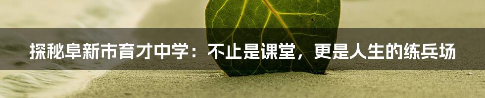 探秘阜新市育才中学：不止是课堂，更是人生的练兵场