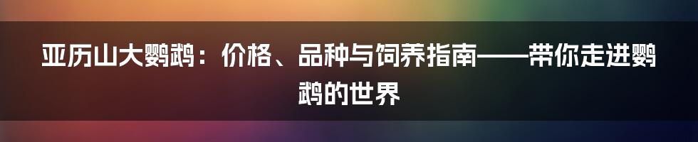 亚历山大鹦鹉：价格、品种与饲养指南——带你走进鹦鹉的世界