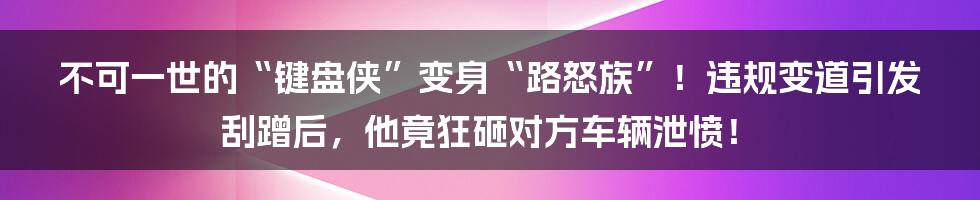 不可一世的“键盘侠”变身“路怒族”！违规变道引发刮蹭后，他竟狂砸对方车辆泄愤！