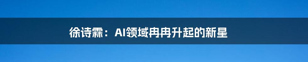 徐诗霖：AI领域冉冉升起的新星