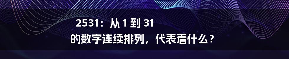 2531：从 1 到 31 的数字连续排列，代表着什么？