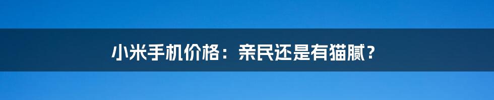 小米手机价格：亲民还是有猫腻？