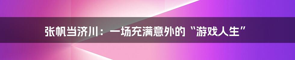 张帆当济川：一场充满意外的“游戏人生”